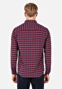 thumb-Afficher les détails de Chemise À Manches Longues Rouge Regular Fit Plaid Sergé Homme