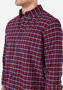 thumb-Afficher les détails de Chemise À Manches Longues Rouge Regular Fit Plaid Sergé Homme