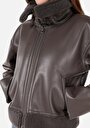 thumb-Afficher les détails de Veste Pu Anthracite Manches Longues  Regular Fit Femme