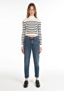 thumb-Afficher les détails de 896  Maria Pantalon Bleu   En  Mom Fit Femme