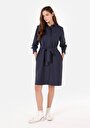 thumb-Afficher les détails de Robe Marine Regular Fit Manches Longues Mini Sergé Femme