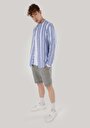 thumb-Afficher les détails de Chemise À Manches Longues Marine Regular Fit Rayé Lin Homme
