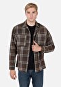 thumb-Afficher les détails de Chemise À Manches Longues Marron Comfort Fit Plaid Flanelle Homme