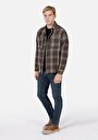 thumb-Afficher les détails de Chemise À Manches Longues Marron Comfort Fit Plaid Flanelle Homme
