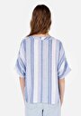 thumb-Afficher les détails de Chemise À Manches Courtes Bleu Rayé Regular Fit Femme