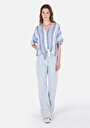 thumb-Afficher les détails de Chemise À Manches Courtes Bleu Rayé Regular Fit Femme