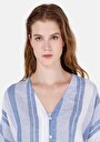 thumb-Afficher les détails de Chemise À Manches Courtes Bleu Rayé Regular Fit Femme