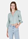 thumb-Afficher les détails de Chemise À Manches Longues Vert Regular Fit Droit Sergé Femme
