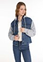 thumb-Afficher les détails de Veste De Blazer Denim Oversize Fit   Femme