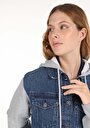 thumb-Afficher les détails de Veste De Blazer Denim Oversize Fit   Femme