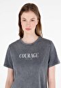 thumb-Afficher les détails de T-shirt À Manches Courtes Anthracite Regular Fit Imprimé Femme
