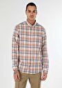 thumb-Afficher les détails de Chemise À Manches Longues Orange Regular Fit Plaid Popeline Homme