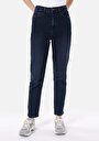 thumb-Afficher les détails de 896  Maria Pantalon Bleu Foncé Tapered Leg  En  Mom Fit Femme