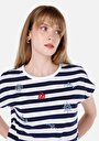 thumb-Afficher les détails de T-shirt À Manches Courtes Marine Regular Fit Rayé Femme