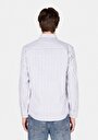 thumb-Afficher les détails de Chemise À Manches Longues Bleu Slim Fit Rayé Popeline Homme