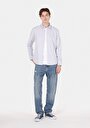 thumb-Afficher les détails de Chemise À Manches Longues Bleu Slim Fit Rayé Popeline Homme