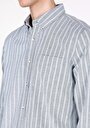 thumb-Afficher les détails de Chemise À Manches Longues Vert Slim Fit Rayé Popeline Homme