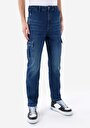 thumb-Afficher les détails de 071 Willy Pantalon Bleu Crop Leg Medium Rise En Jean Carrot Cargo Homme