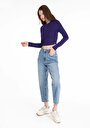 thumb-Afficher les détails de 851 Orya Pantalon Bleu Tapered Leg High Rise En  Barrel Fit Femme