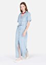 thumb-Afficher les détails de Robe Blanc Slim Fit Manches Courtes Normale Jean Femme
