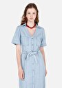 thumb-Afficher les détails de Robe Blanc Slim Fit Manches Courtes Normale Jean Femme