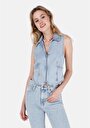 thumb-Afficher les détails de Gilet Denim Slim Fit Femme
