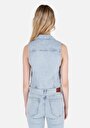 thumb-Afficher les détails de Gilet Denim Slim Fit Femme