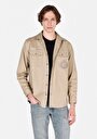 thumb-Afficher les détails de Chemise À Manches Longues Beige Comfort Fit Droit Gabardine Homme