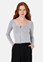 thumb-Afficher les détails de Chemisier À Manches Longues Gris Slim Fit Femme