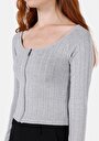 thumb-Afficher les détails de Chemisier À Manches Longues Gris Slim Fit Femme