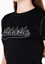 thumb-Afficher les détails de T-shirt À Manches Courtes Noir Slim Fit Imprimé Femme