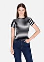 thumb-Afficher les détails de T-shirt À Manches Courtes Marine Slim Fit Rayé Femme