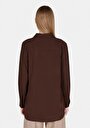 thumb-Afficher les détails de Chemise À Manches Longues Marron Regular Fit Droit Sergé Femme