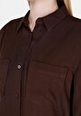 thumb-Afficher les détails de Chemise À Manches Longues Marron Regular Fit Droit Sergé Femme