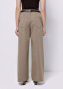 thumb-Afficher les détails de Pantalon Beige Wide Leg High Rise En Sergé Regular Fit Femme