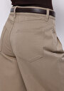 thumb-Afficher les détails de Pantalon Beige Wide Leg High Rise En Sergé Regular Fit Femme