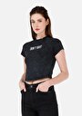 thumb-Afficher les détails de T-shirt À Manches Courtes Anthracite Slim Fit Imprimé Femme