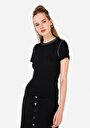 thumb-Afficher les détails de T-shirt À Manches Courtes Noir Slim Fit Droit Femme