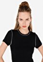 thumb-Afficher les détails de T-shirt À Manches Courtes Noir Slim Fit Droit Femme