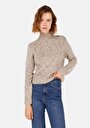 thumb-Afficher les détails de Pull Beige Slim Fit Manches Longues  Femme