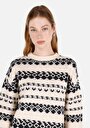 thumb-Afficher les détails de Pull Ecru Regular Fit Manches Longues  Femme