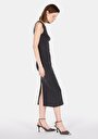 thumb-Afficher les détails de Robe Anthracite Slim Fit Sans Manches Mdi Côtelé Femme