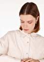 thumb-Afficher les détails de Chemise À Manches Longues Ecru Relaxed Fit Droit Sergé Femme