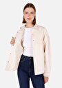 thumb-Afficher les détails de Chemise À Manches Longues Ecru Relaxed Fit Droit Sergé Femme