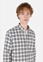 thumb-Afficher les détails de Chemise À Manches Longues Ecru Slim Fit Plaid Sergé Homme