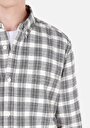thumb-Afficher les détails de Chemise À Manches Longues Ecru Slim Fit Plaid Sergé Homme