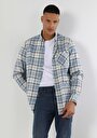 thumb-Afficher les détails de Chemise À Manches Longues Bleu Regular Fit Plaid Gabardine Homme