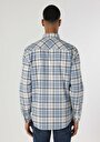 thumb-Afficher les détails de Chemise À Manches Longues Bleu Regular Fit Plaid Gabardine Homme