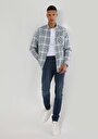thumb-Afficher les détails de Chemise À Manches Longues Bleu Regular Fit Plaid Gabardine Homme