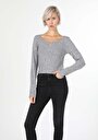 thumb-Afficher les détails de T-shirt À Manches Longues Gris Slim Fit  Femme